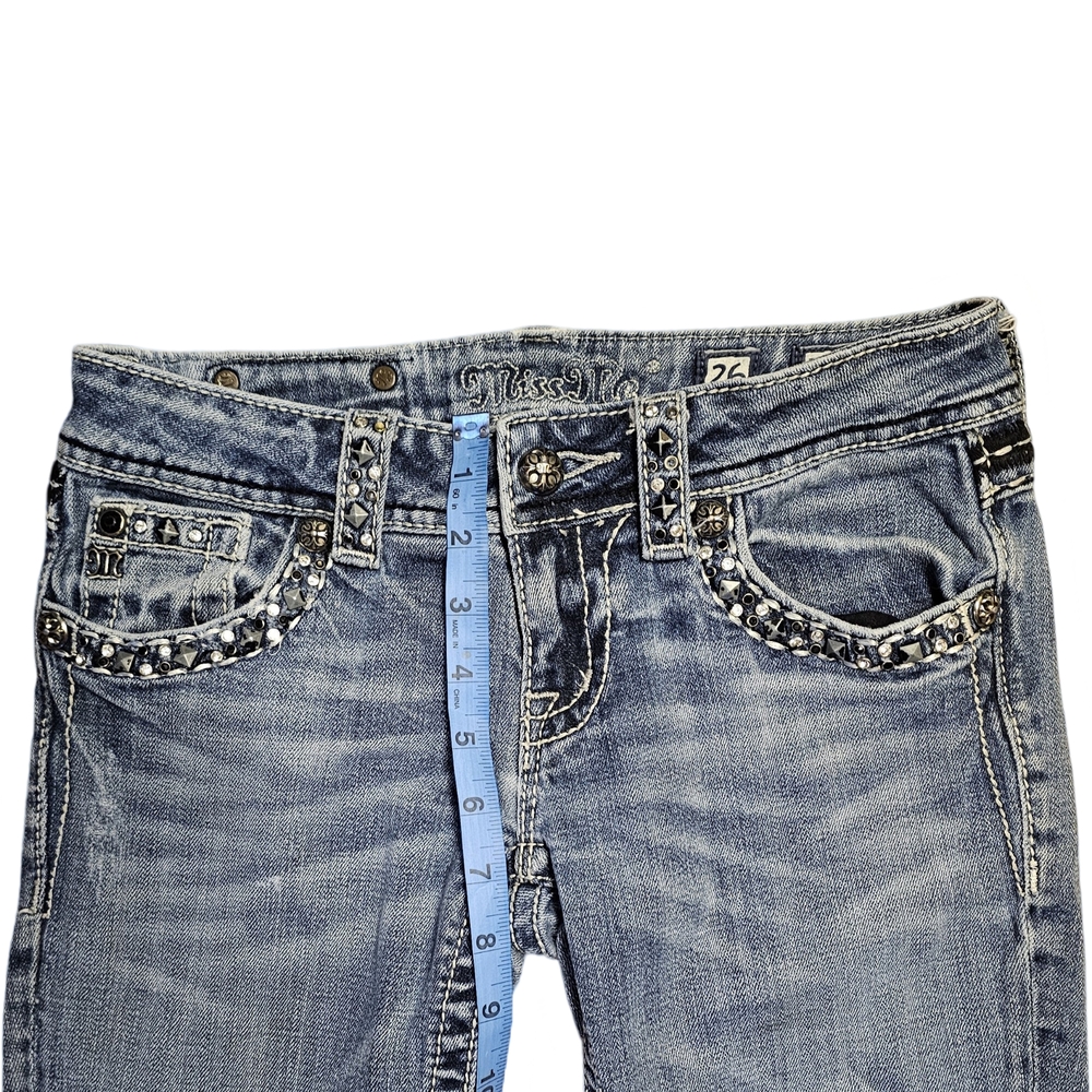 Miss Me Blue Straight Leg Jeans with Rhinestone Embellishments - Picture 8 of 8